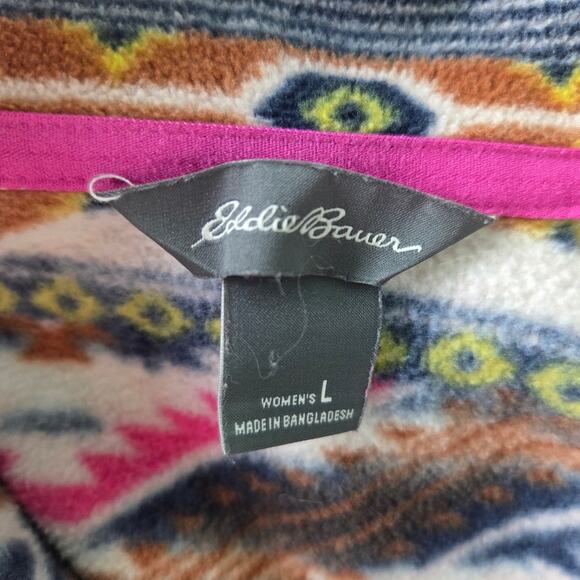 Eddie Bauer Womens Colorful Aztec Southwestern Quarter Zip Quest Fleece Size L - Picture 3 of 6